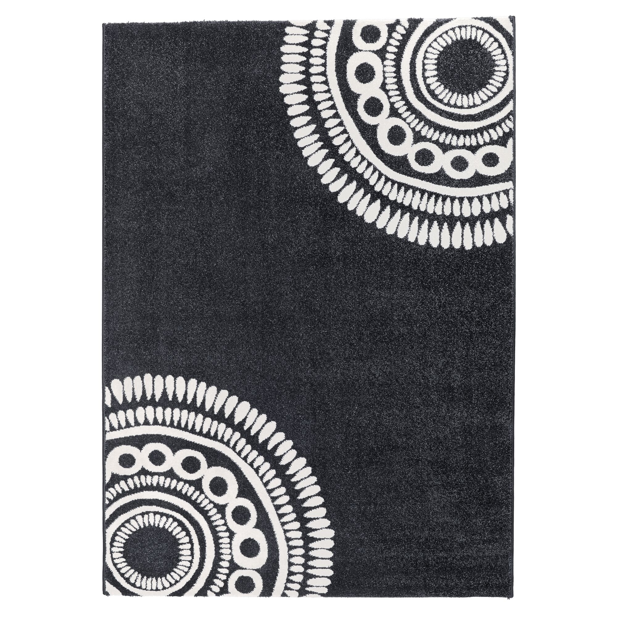 Dunkelgrauer Teppich mit weißem Muster