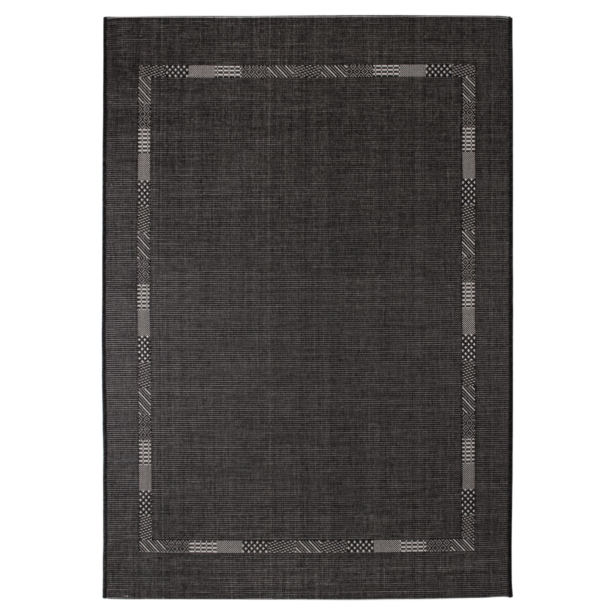 Anthrazitfarbener Teppich Montana mit gemustertem Rand