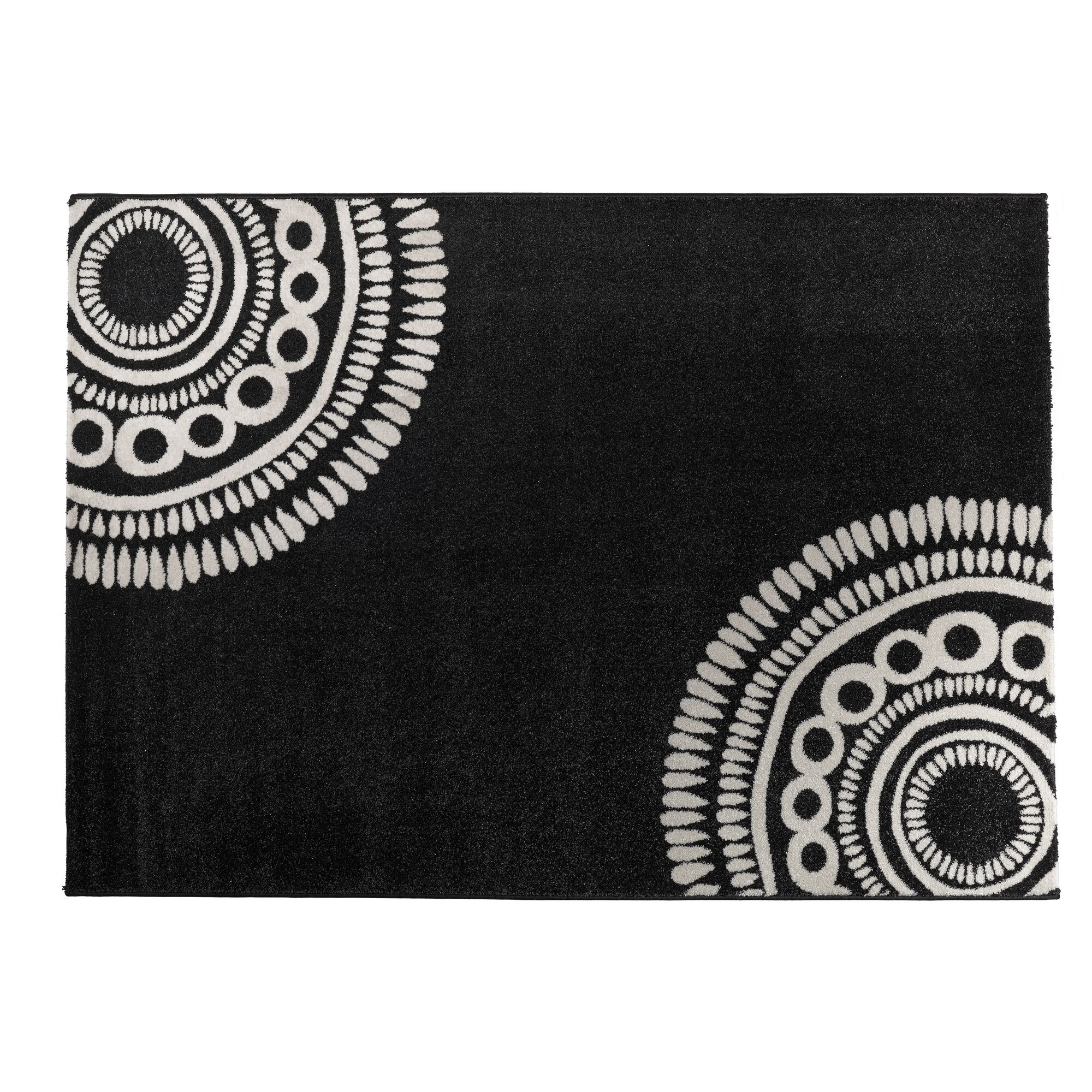 Schwarzer Teppich BB Balance mit weißem Muster