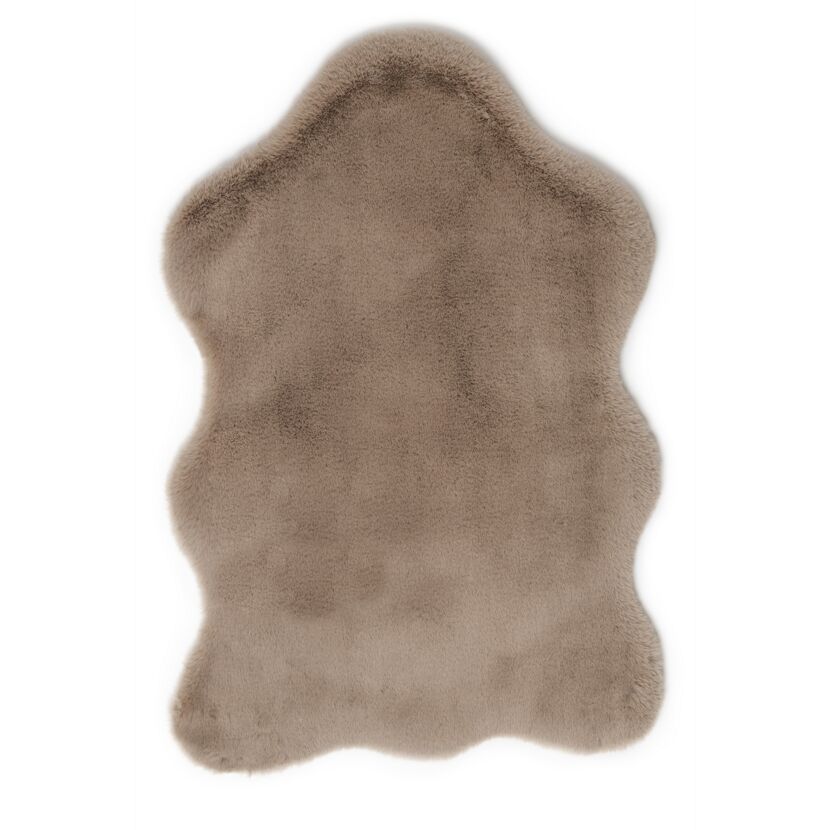 Flauschiger Kunstfell-Teppich in Taupe