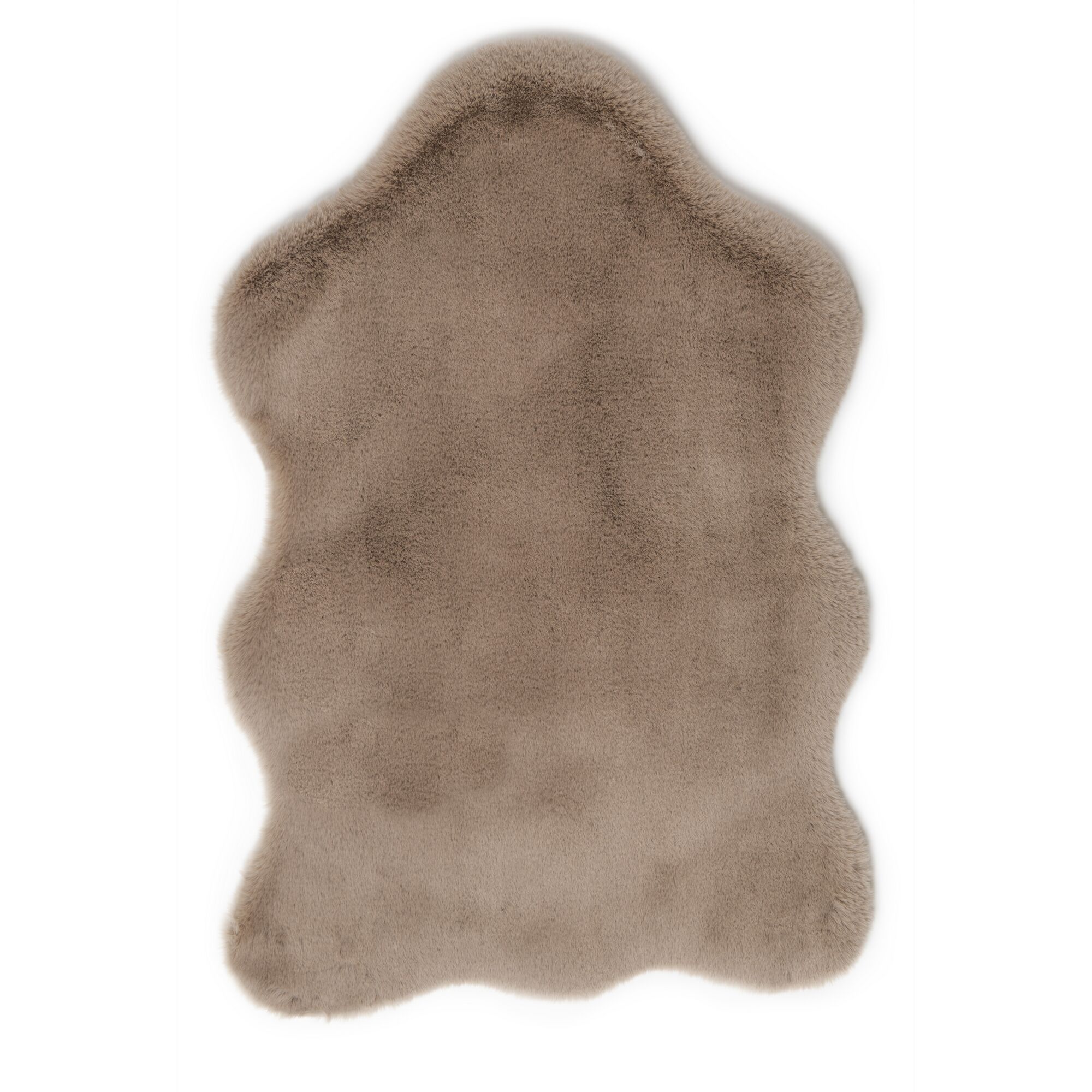 Flauschiger Kunstfell-Teppich in Taupe