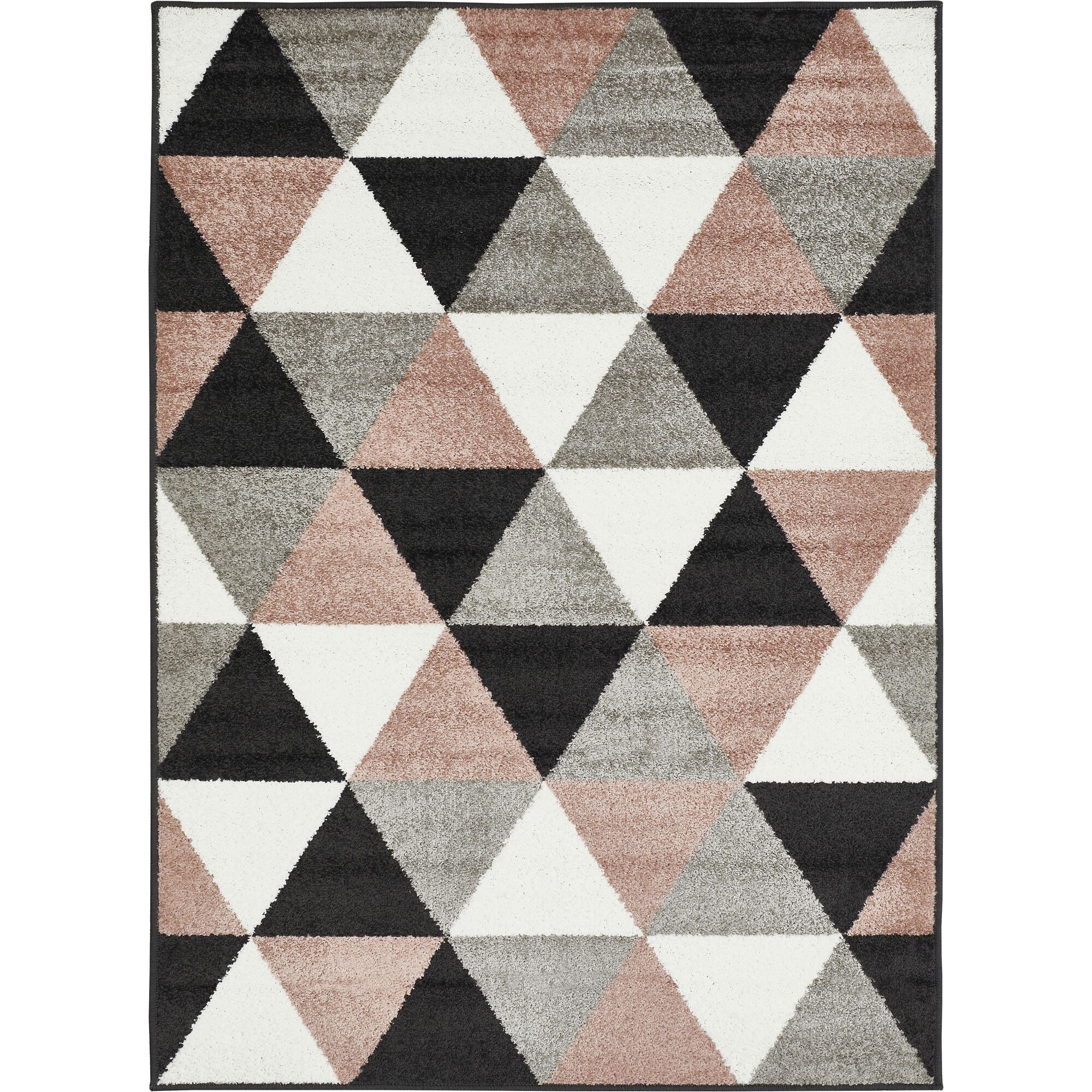 Rosa-grauer Teppich mit Dreiecksmuster