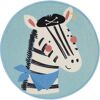 Runder Kinderteppich mit Zebra als Pirat.