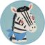 Runder Kinderteppich mit Zebra als Pirat.