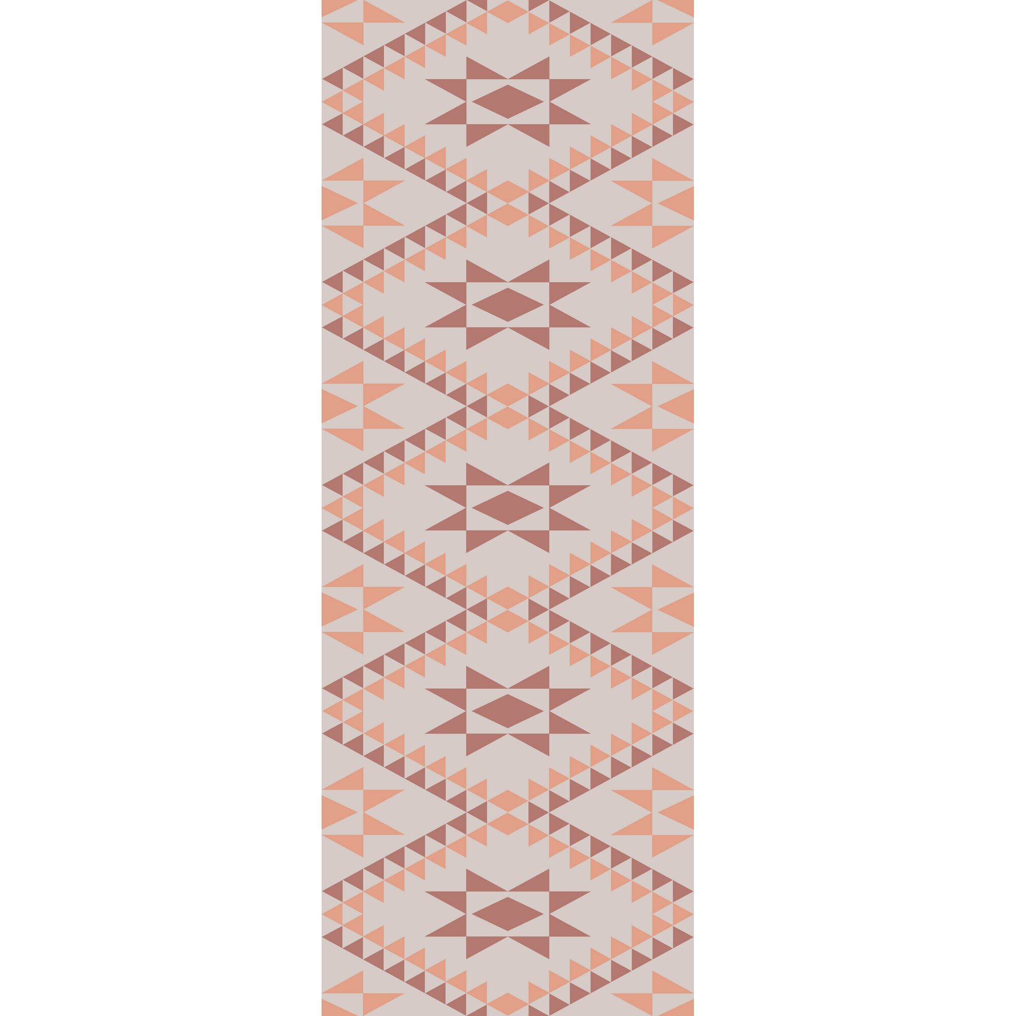 Läufer mit geometrischem Muster in Rosa und Rotbraun