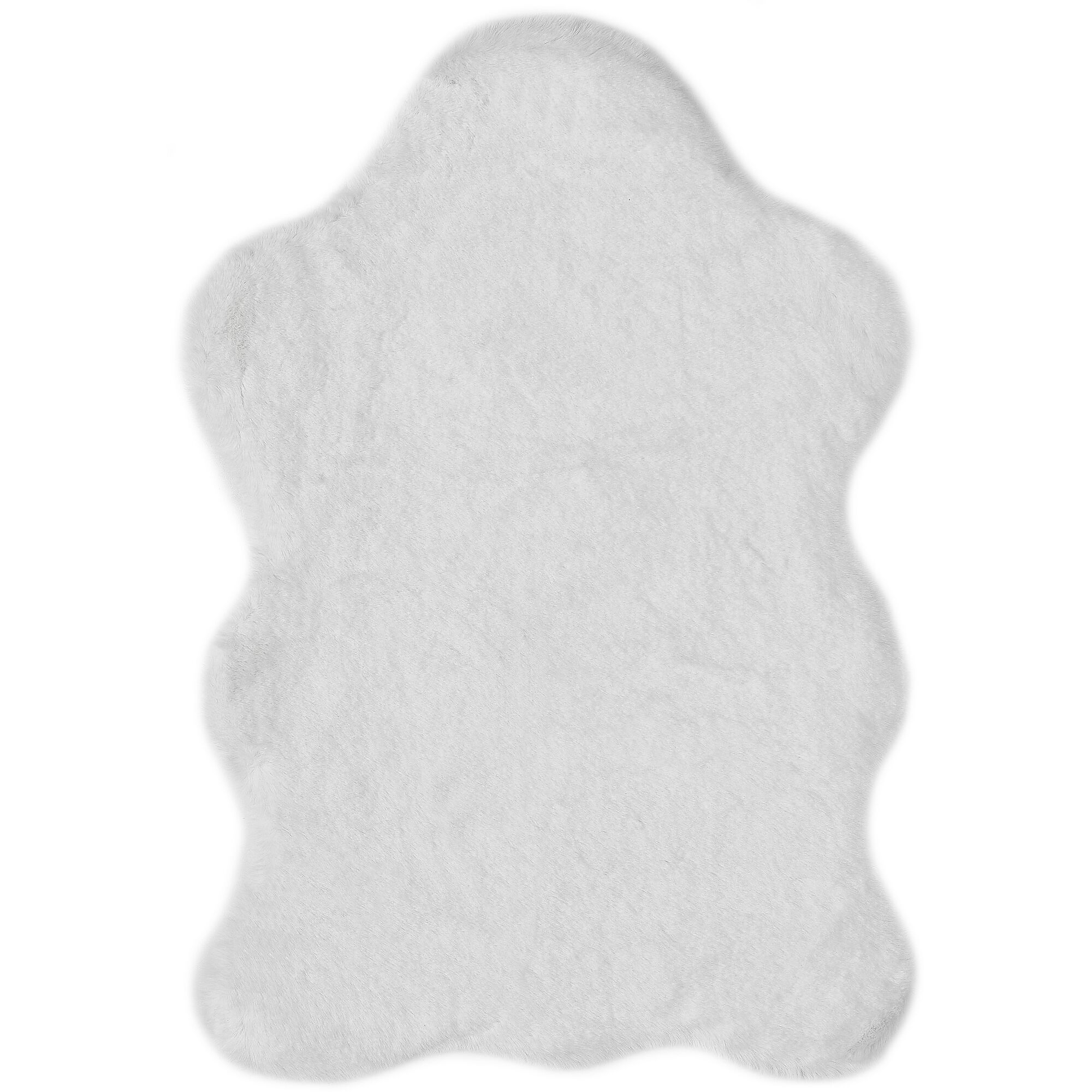 Weißer Kunstfell-Teppich Coste