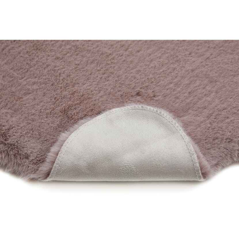 Kunstfell Teppich, altrosa, mit umgeklappter Ecke