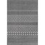 Grauer Teppich mit geometrischem Muster.