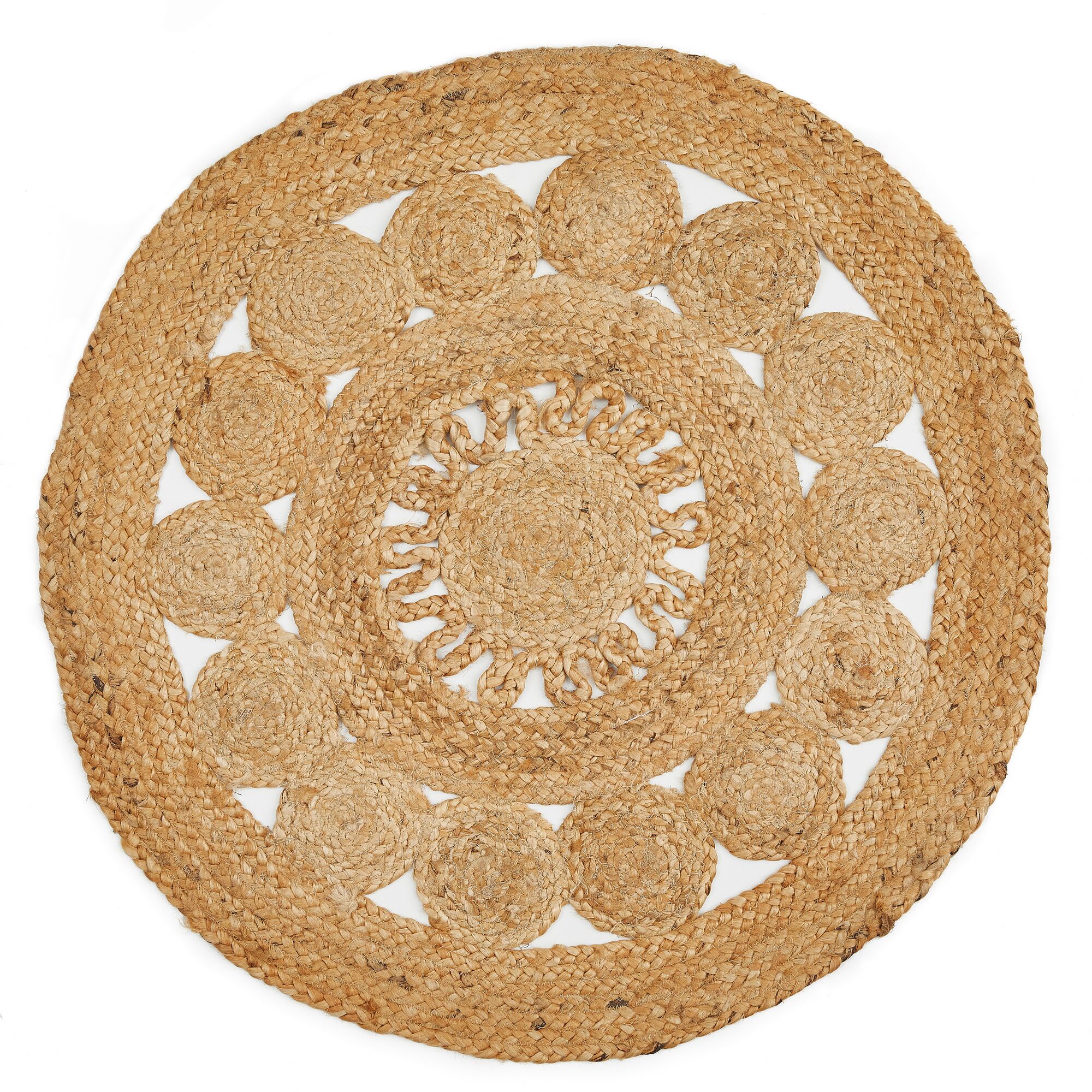 Runder Juteteppich mit Lochmuster