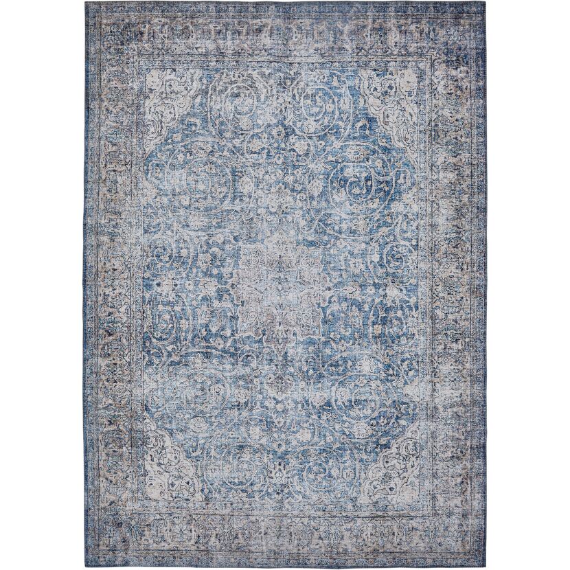 Blau-beiger Teppich mit Muster