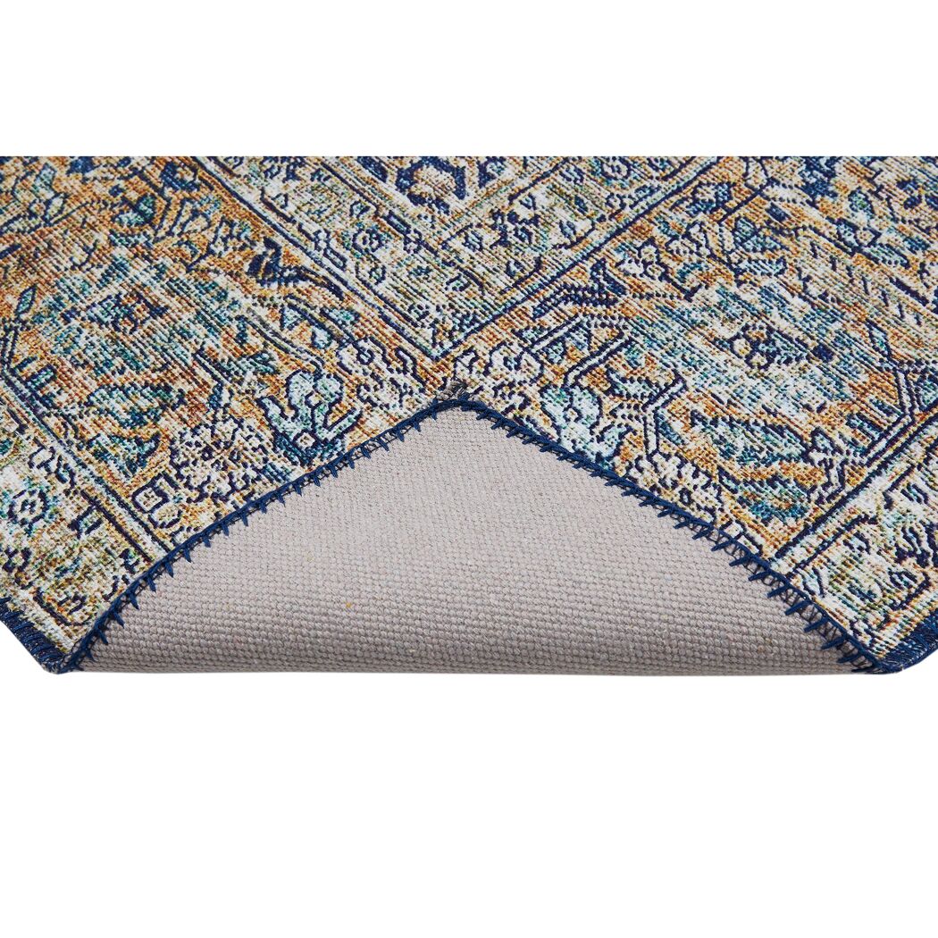 Blau-gelber Teppich BB Loft, Nahaufnahme der Rückseite