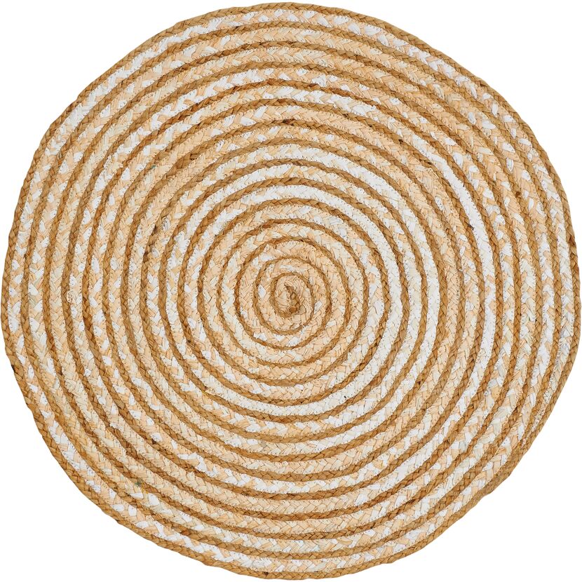 Runder Teppich BB Ethno beige-weiß gestreift