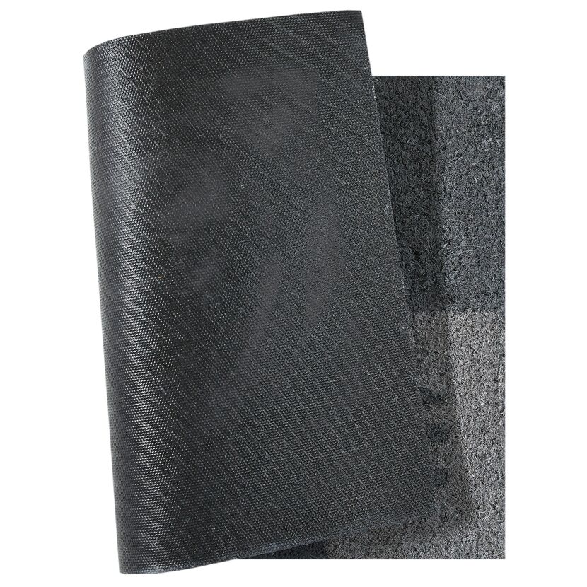 Schwarze Fußmatte Koko, teilweise aufgerollt