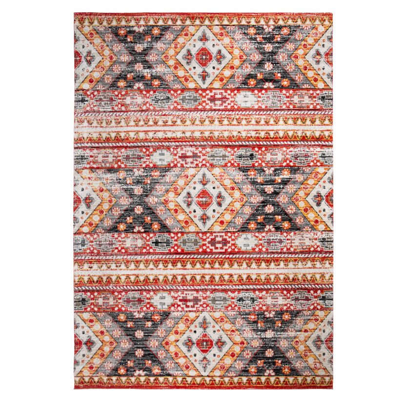 Roter Teppich Amalia mit geometrischem Muster