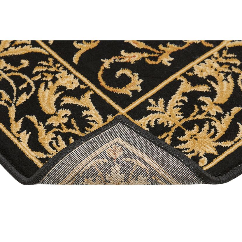 Schwarzer Teppich "Chiara" mit goldgelbem Muster, Nahaufnahme