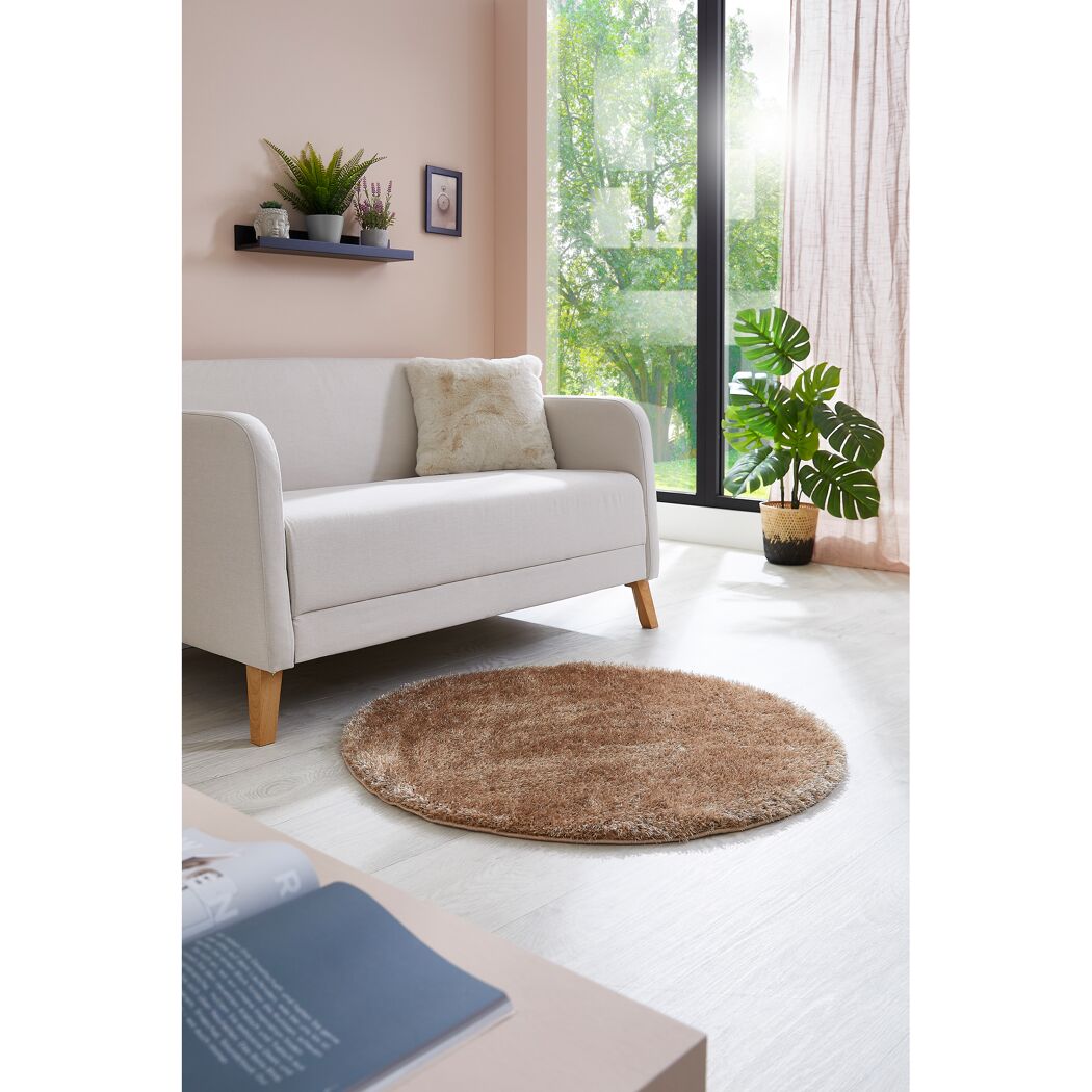 Runder Teppich in taupe