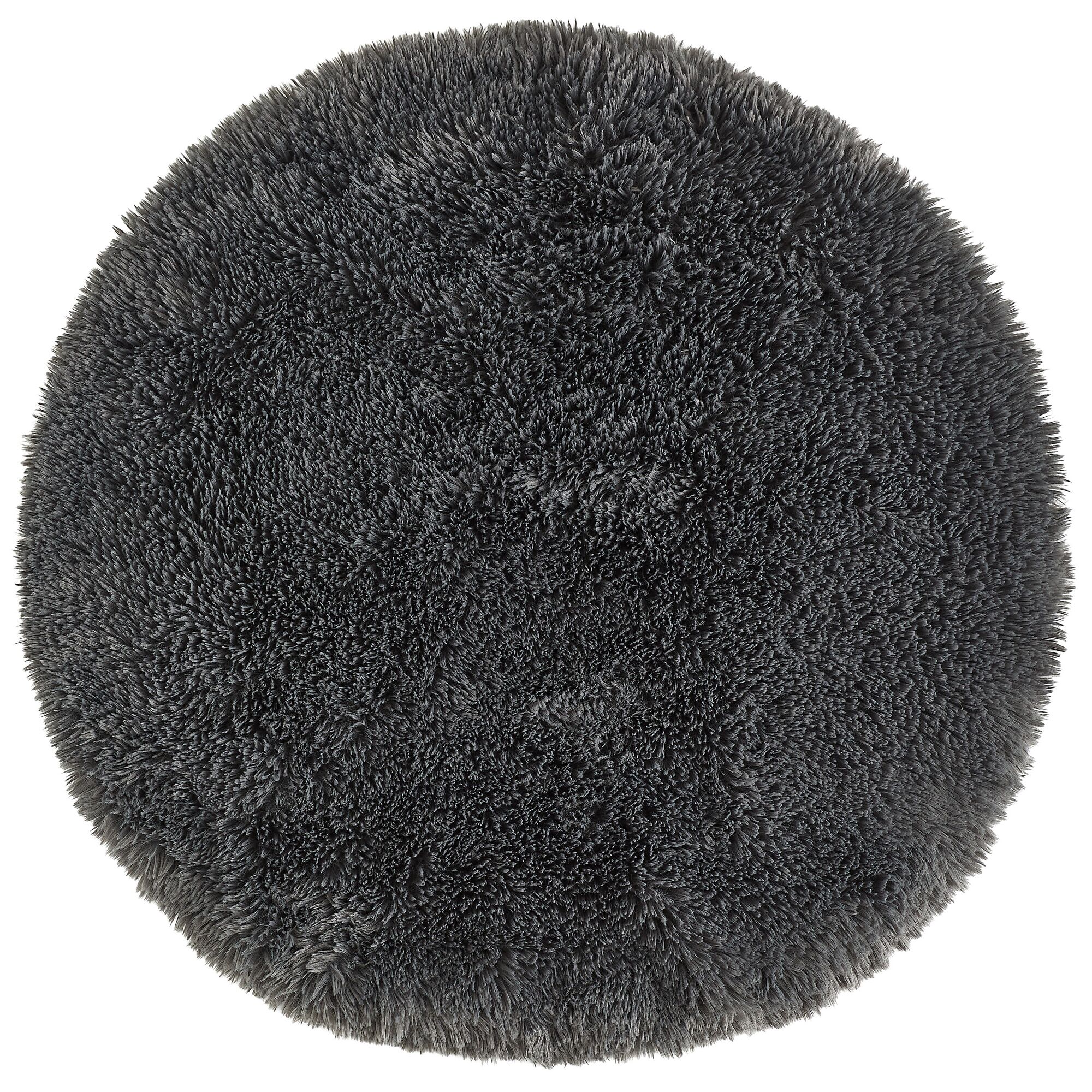 Runder, anthrazitfarbener Teppich Nael