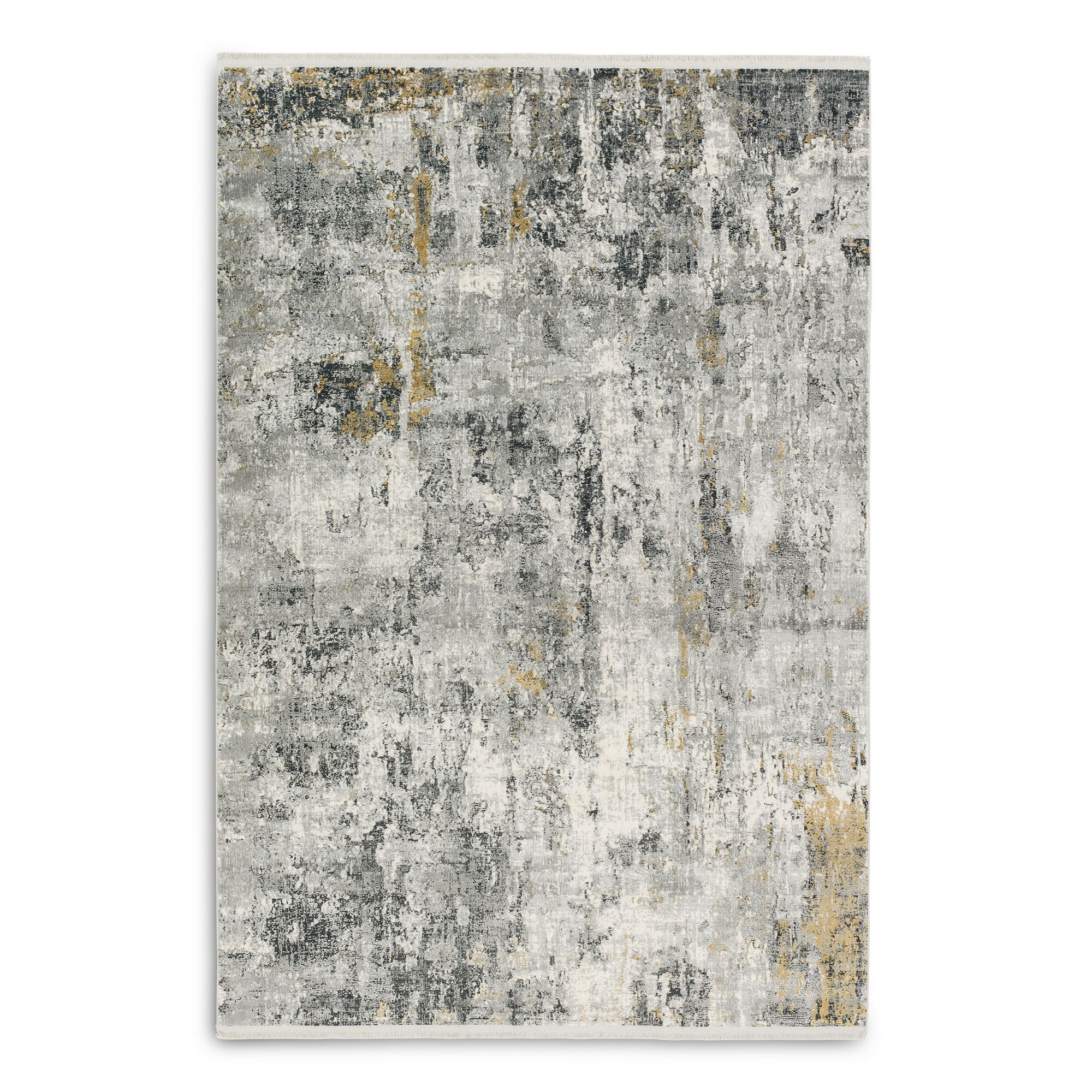 Grauer Teppich mit gelben Akzenten