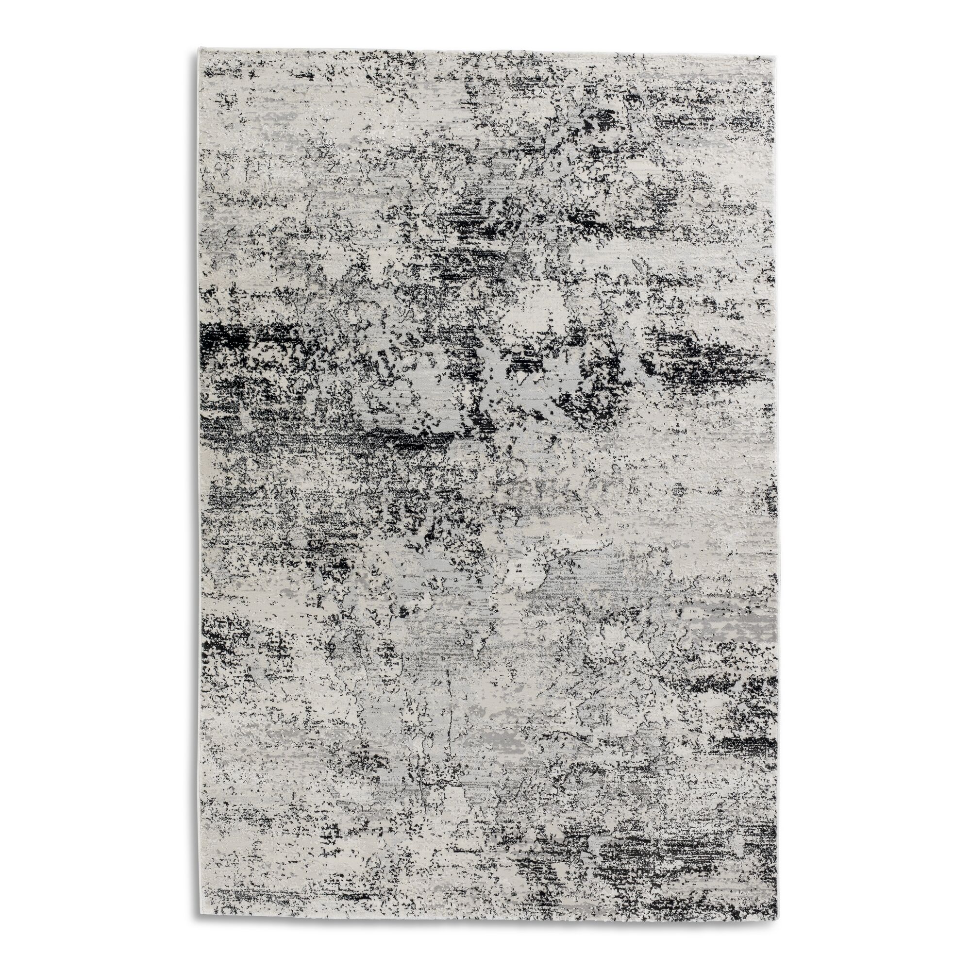 Beiger Teppich mit schwarzem Muster