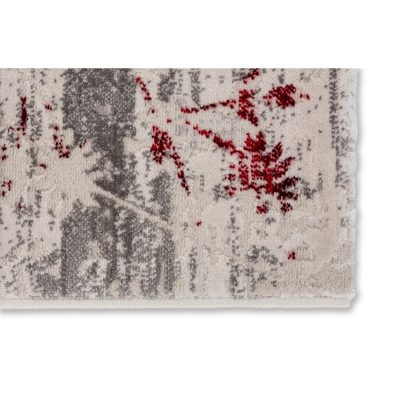 Kurzflorteppich mit abstraktem Muster in Rot und Grau