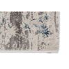 Beiger Teppich mit blauem und grauem Muster