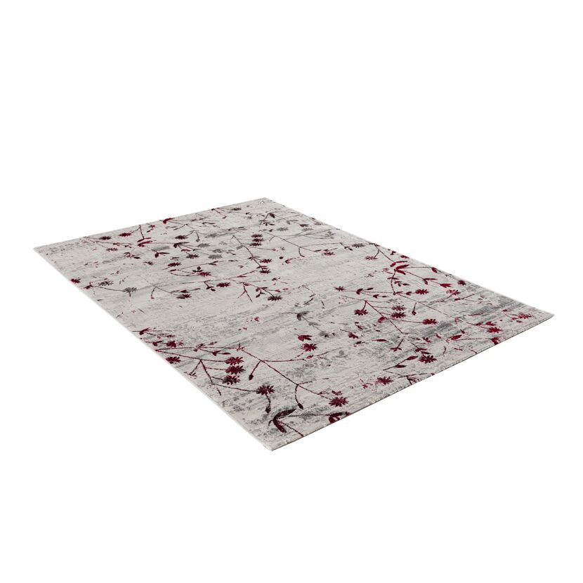 Beiger Teppich mit rotem Blumenmuster