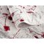 Ecke eines Teppichs mit rotem Blumenmuster