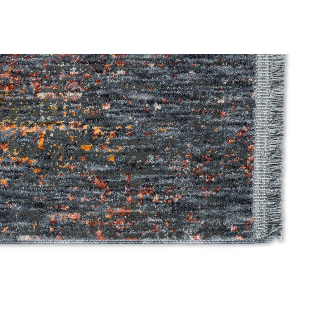 Teppich mit Fransen in Grau und Orange