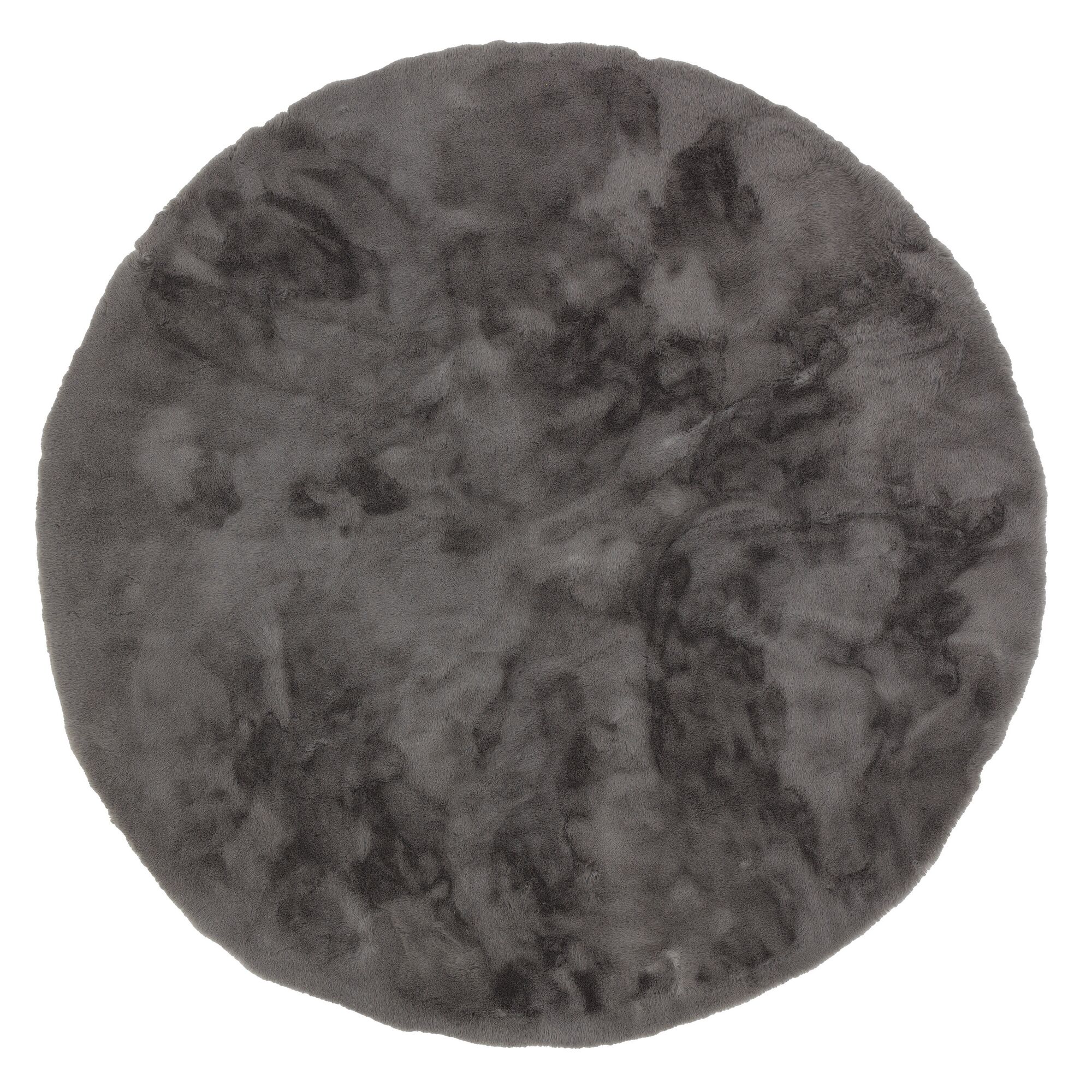 Runder grauer Kunstfell-Teppich