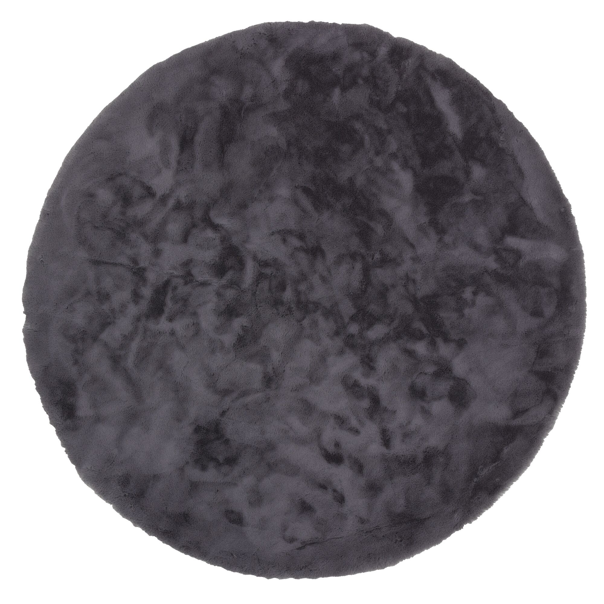 Runder grauer Hochflor-Teppich