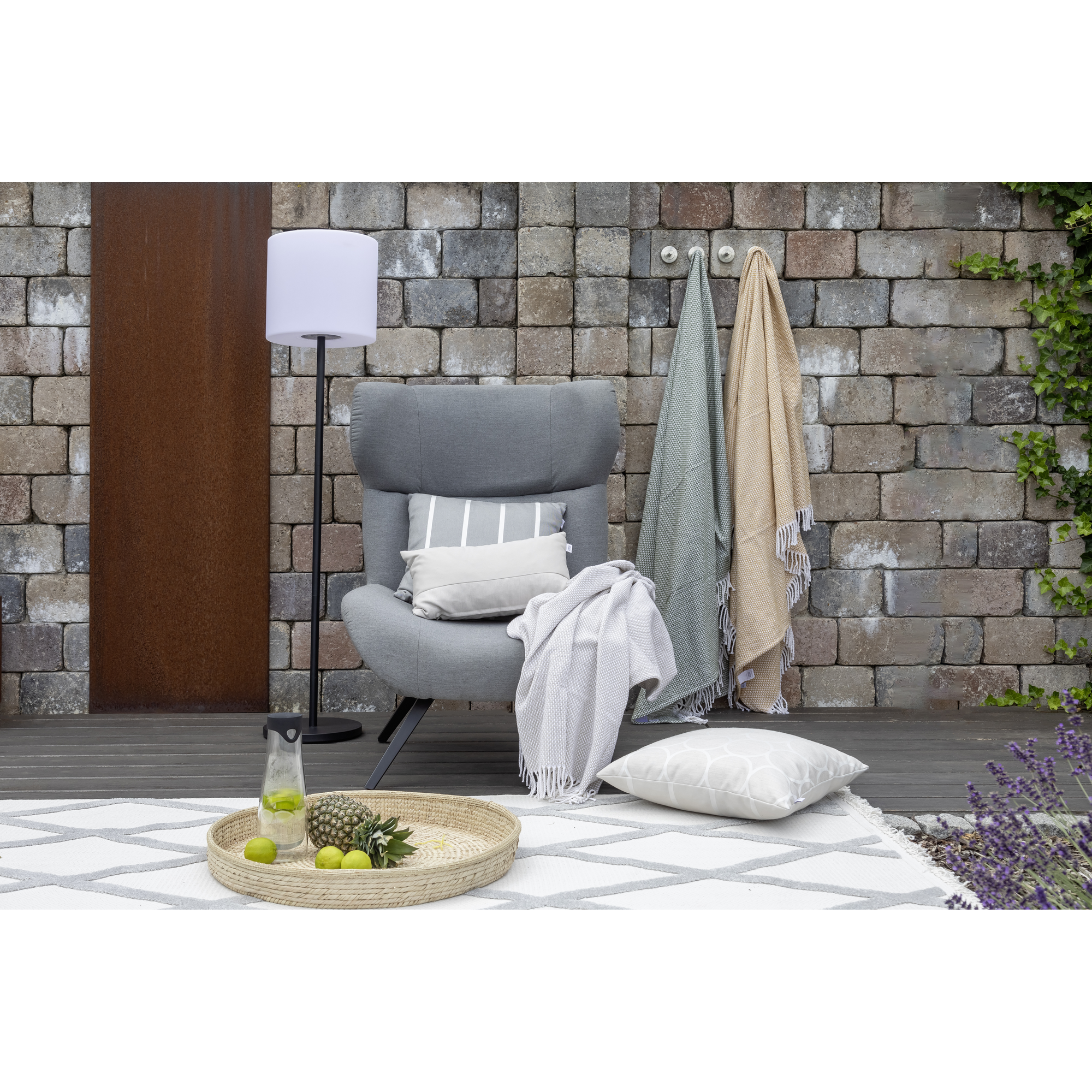 In-& Outdoor-Teppich 'Summer' grau Rautenstreifen 80 x 150 cm