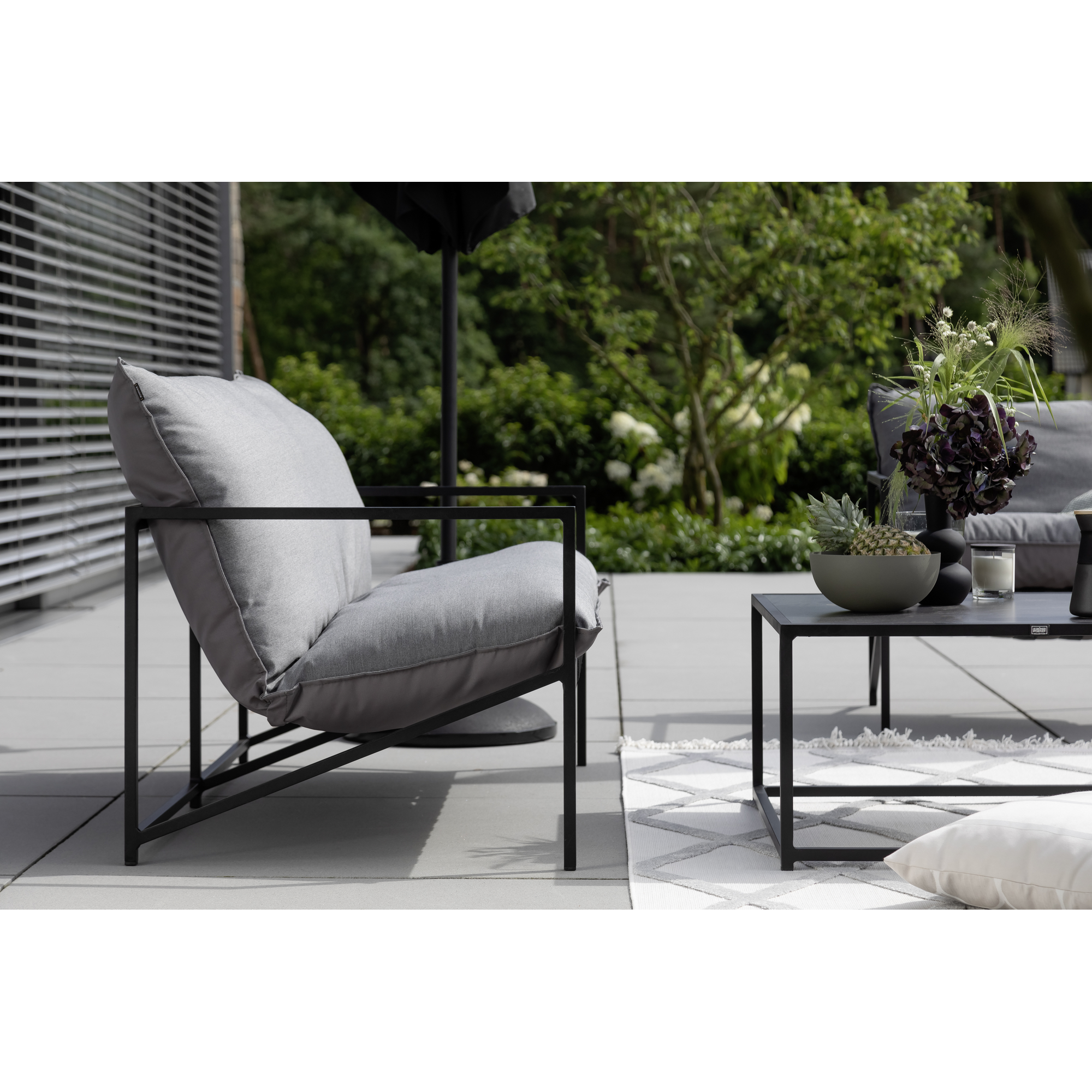 In-& Outdoor-Teppich 'Summer' grau Rautenstreifen 80 x 150 cm