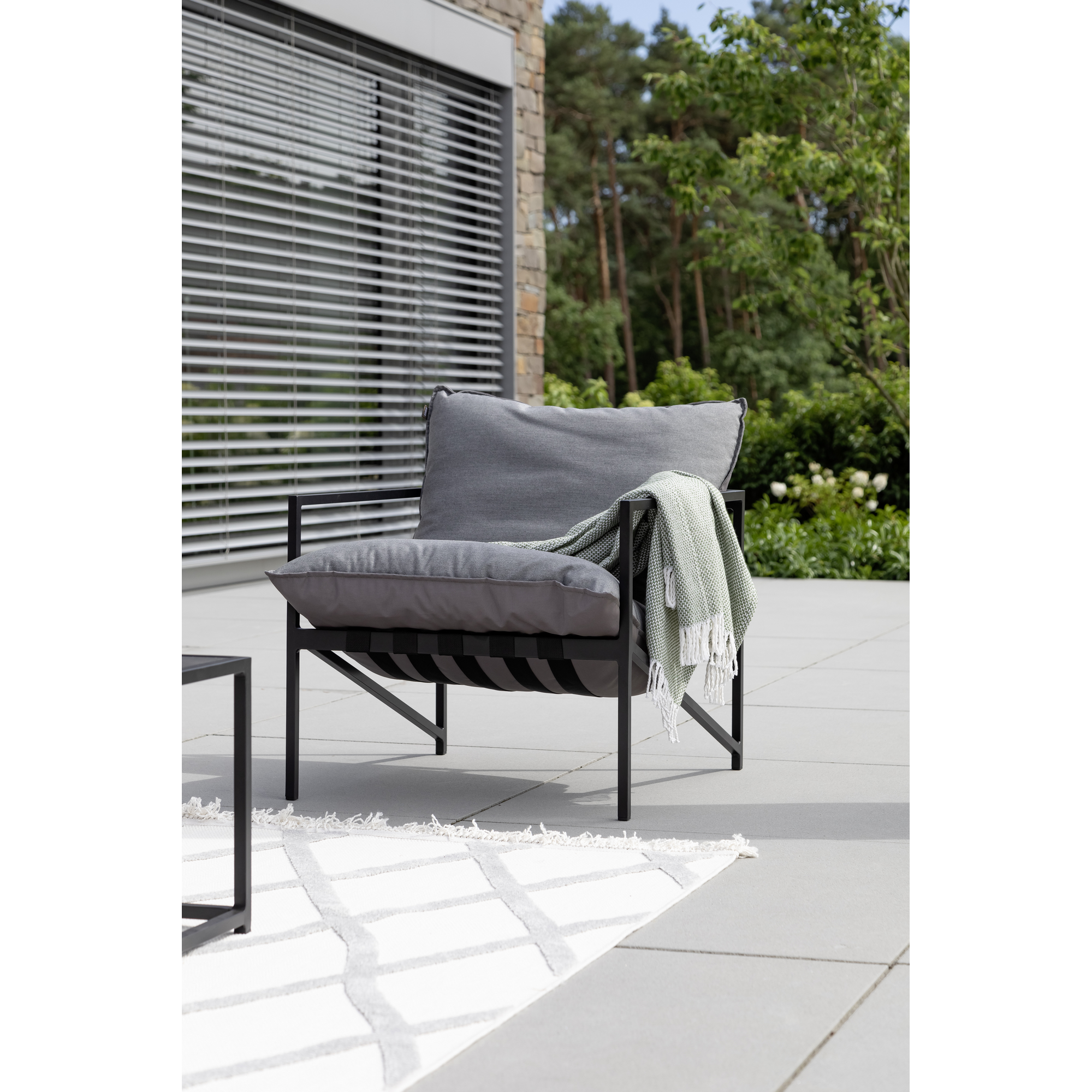 In-& Outdoor-Teppich 'Summer' grau Rautenstreifen 80 x 150 cm