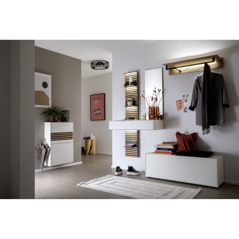Moderner, heller Flur mit Garderobe