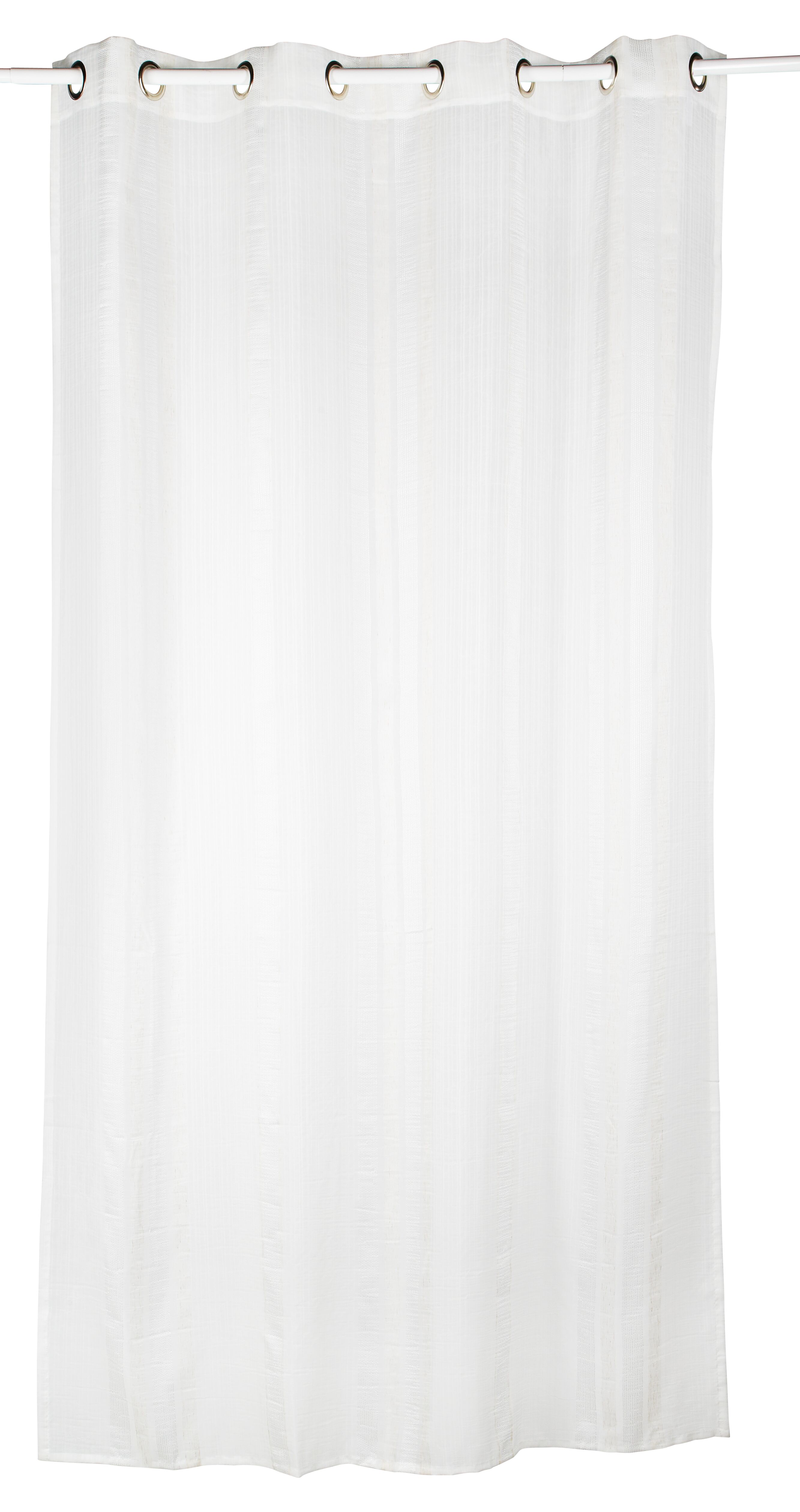 Weißer Ösenschal Blanca mit Längsstreifen