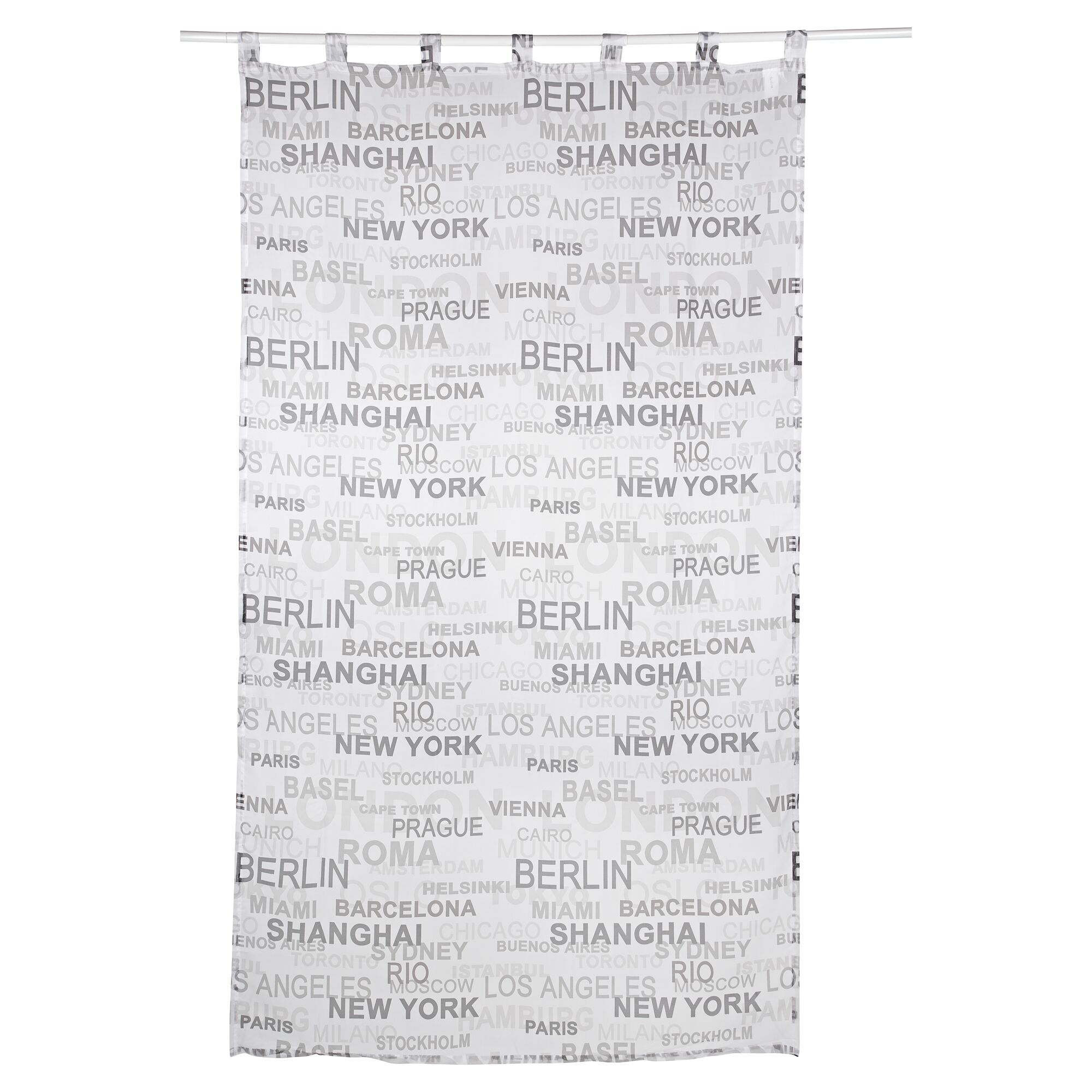 Weißer Schlaufenschal mit grauen Städtenamen