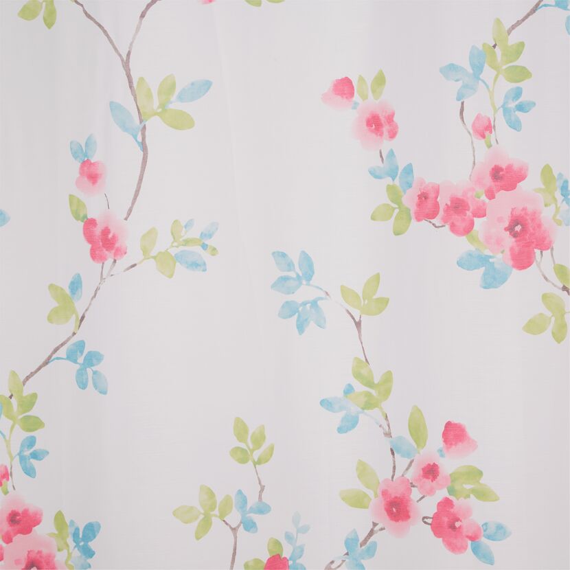 Weißer Schlaufenschal mit rosa-blauen Blumenmuster