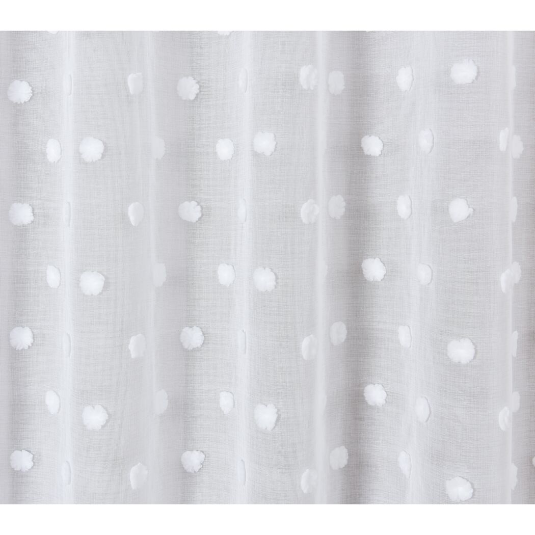 Weißer Schlaufenbandschal Fluffy Dots mit weißen Punkten