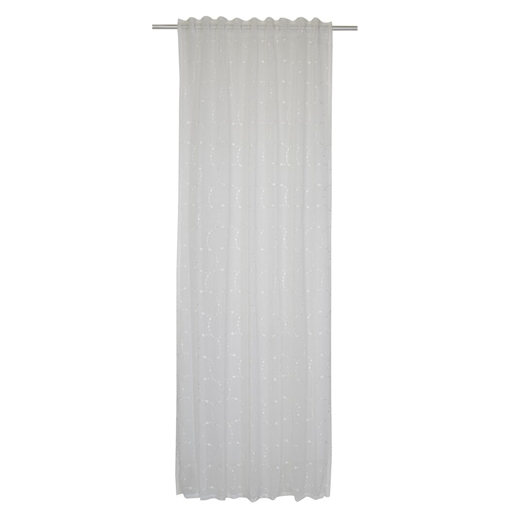Weißer Schlaufenbandschal "Elin" mit floralen Stickereien