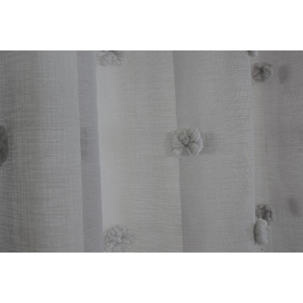 Weißer Schlaufenbandschal Fluffy Dots mit grauen Punkten