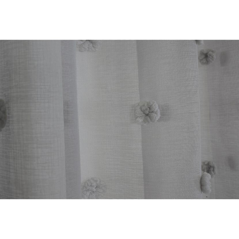 Weißer Schlaufenbandschal Fluffy Dots mit grauen Punkten