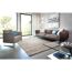 Wohnzimmer mit beigem Teppich, braunem Sofa und Sessel