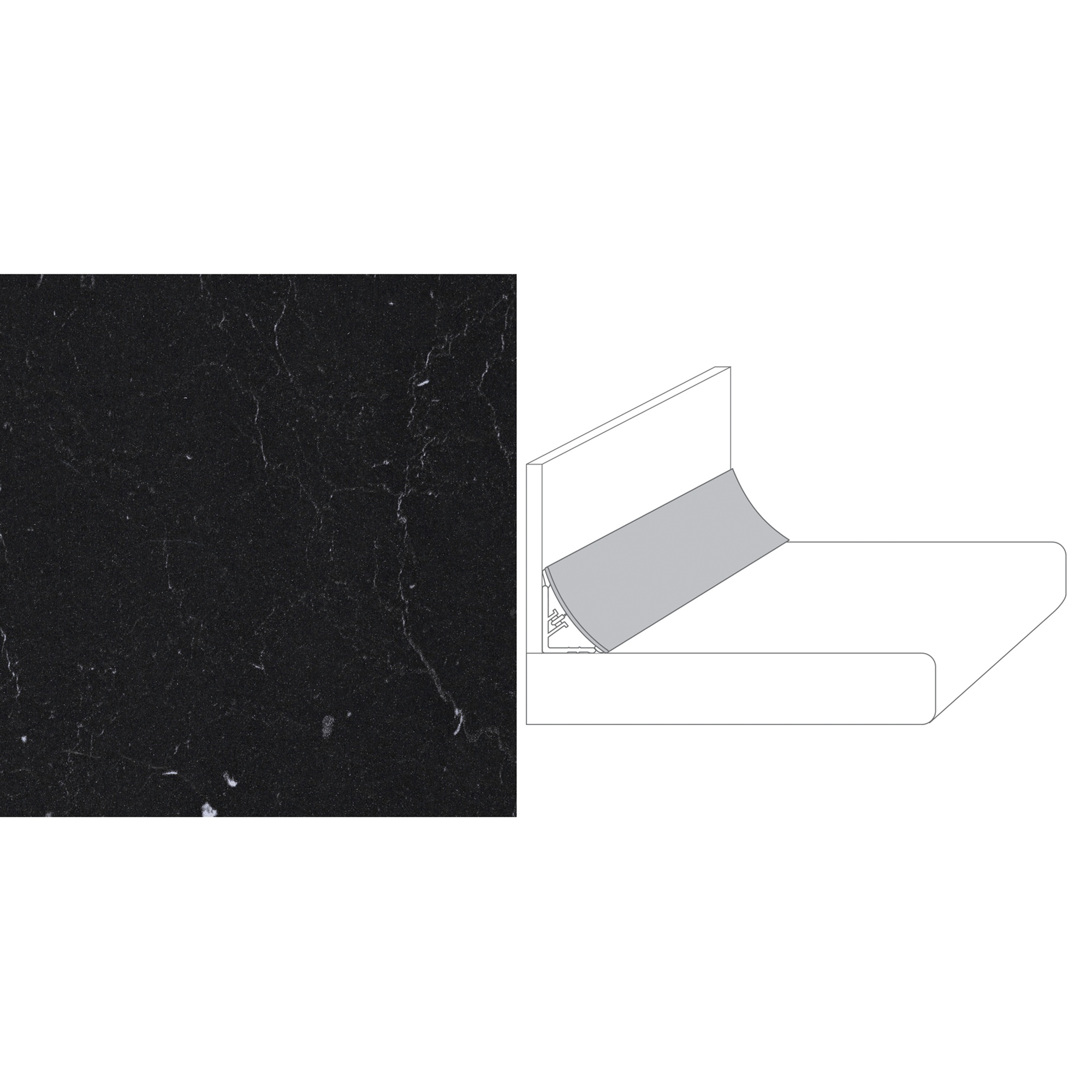 Wandanschlussprofil Marmor-Optik grau 2 x 3 x 59 cm + product picture
