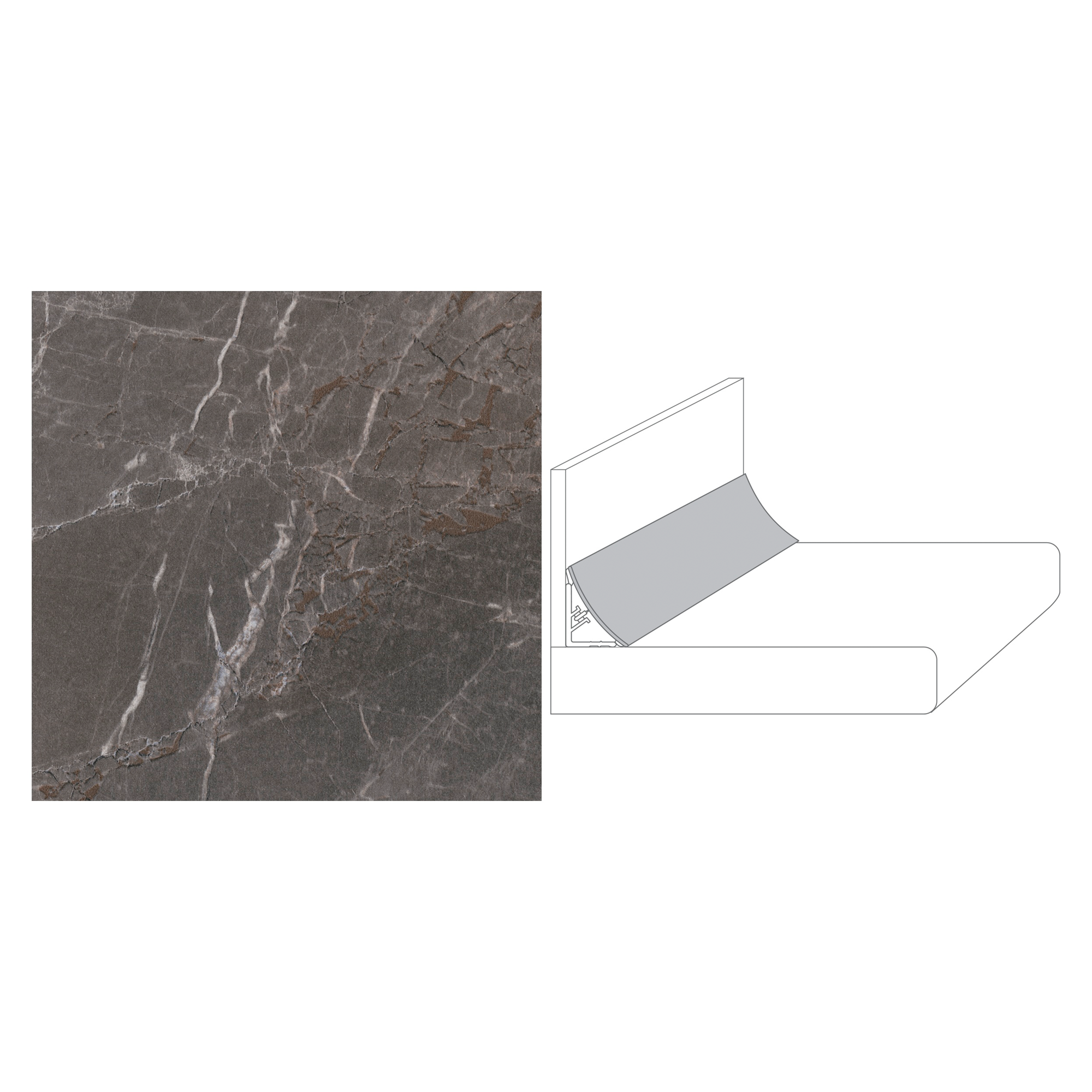 Wandanschlussprofil "Plus" 20 x 3000 mm Marmor Marquina + product picture