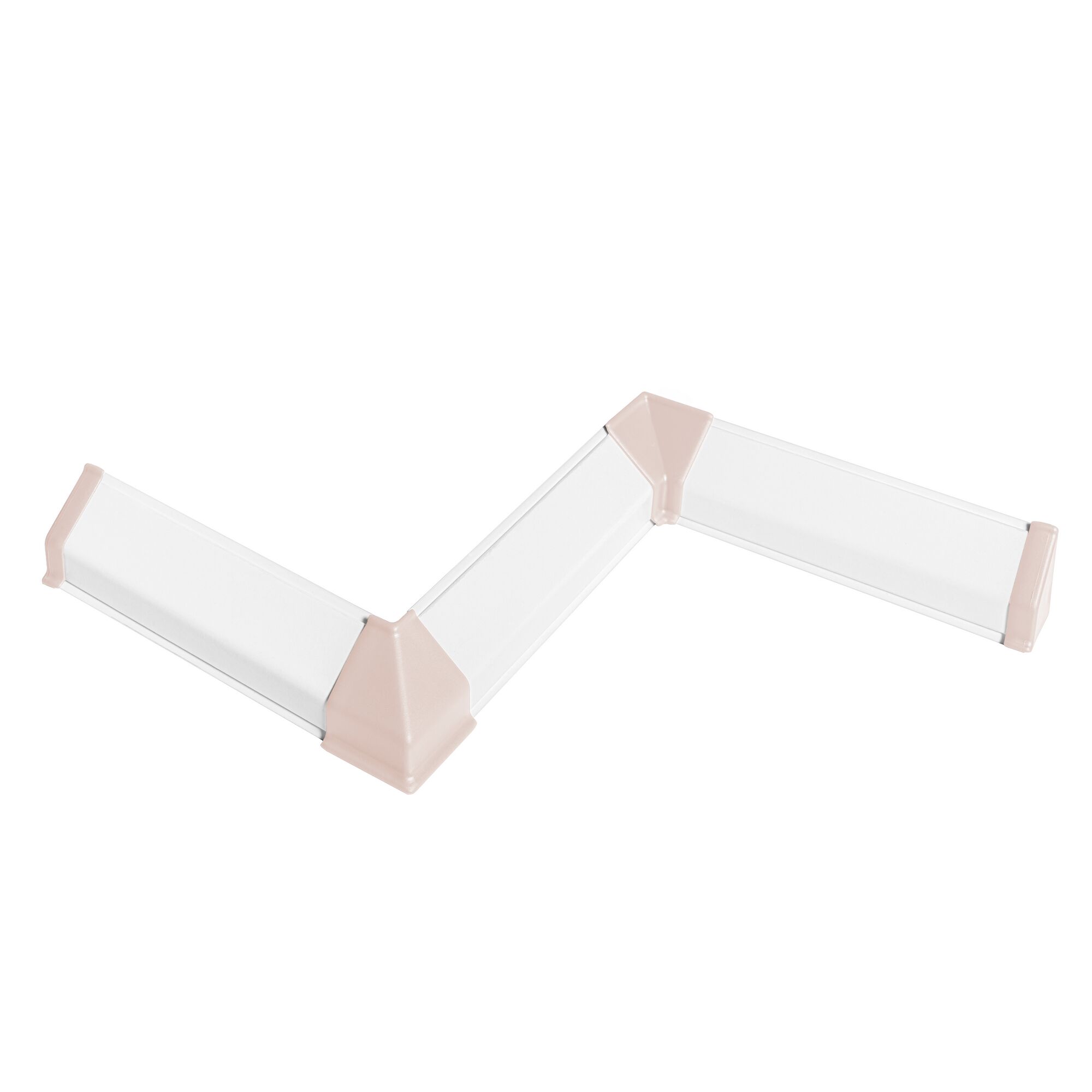 Weiße Arbeitsplatten-Eckverbindung mit beigen Ecken