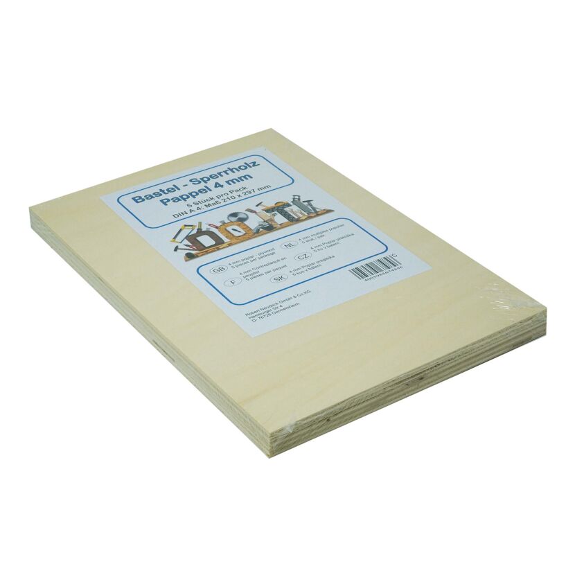 Bastlersperrholz Pappel A4 297 x 210 x 4 mm 5 Stück