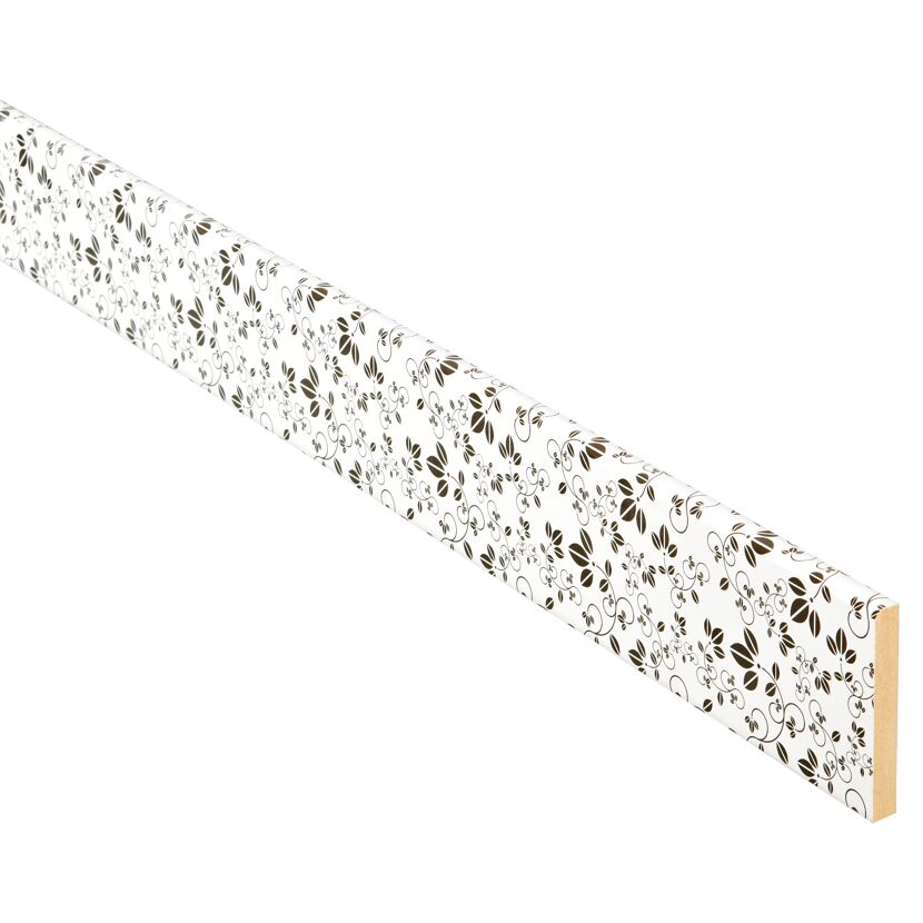 Weißes Altbauprofil Floral mit schwarzem Blumenmuster