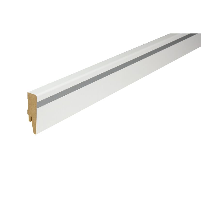 Weiße Designleiste mit silbernem Streifen