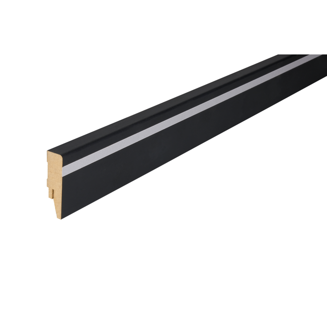 Bild von Sockelleiste 'Design' gerade schwarz matt 2500 x 58 x 16 mm, mit Applikation
