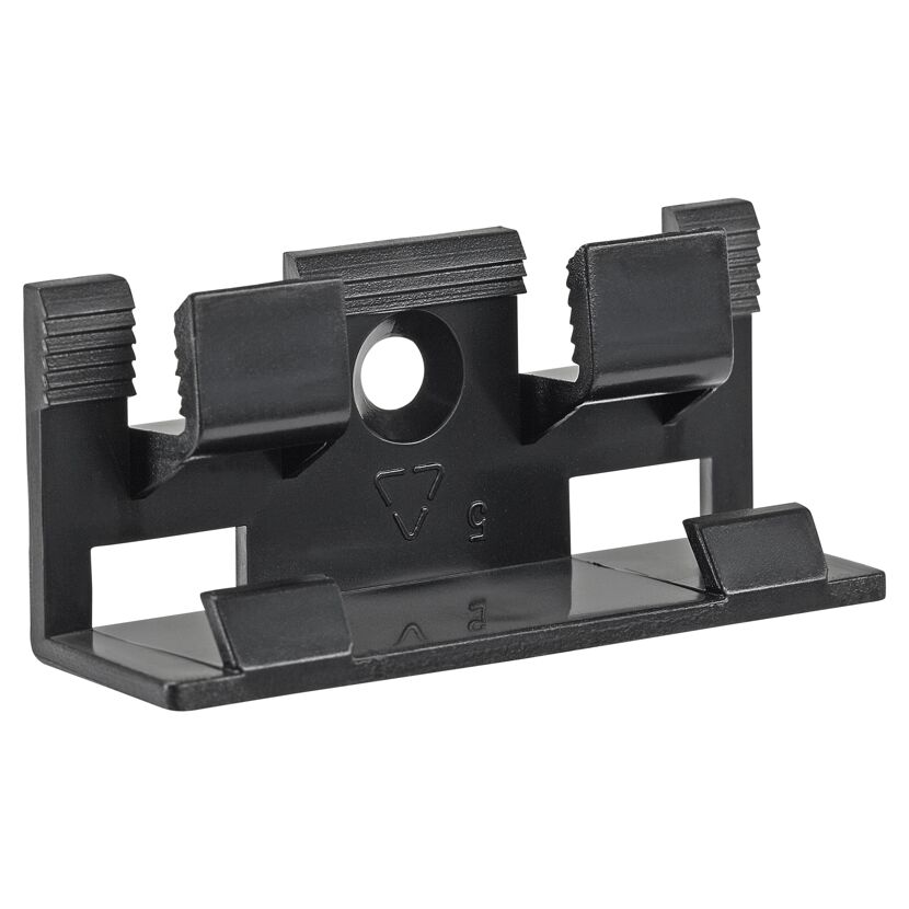 Schwarzer Leistenclip aus Kunststoff
